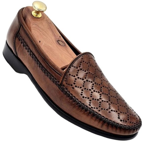 NEW Vintage Bragano Cole Haan Men's 7.5M Brown Leather Dress Shoes Italy Loafers - Picture 6 of 16